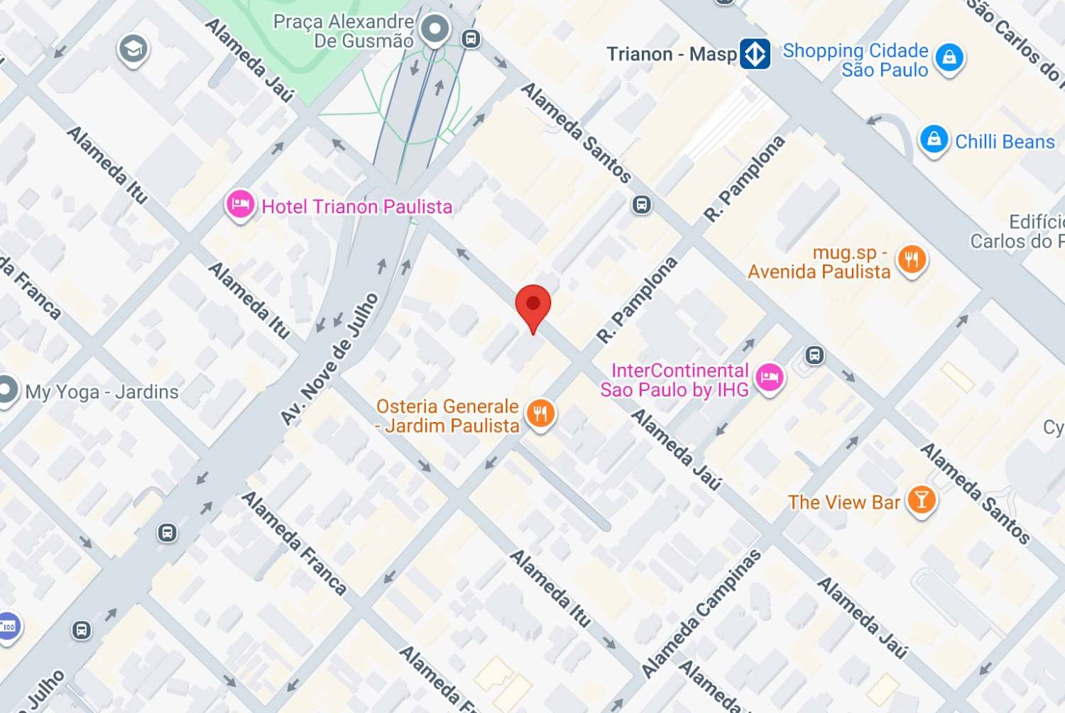 Mapa da localiza&ccedil;&atilde;o da Cl&iacute;nica Dra. Juliana Toma na Alameda Ja&uacute;, 695, Jardim Paulista, S&atilde;o Paulo