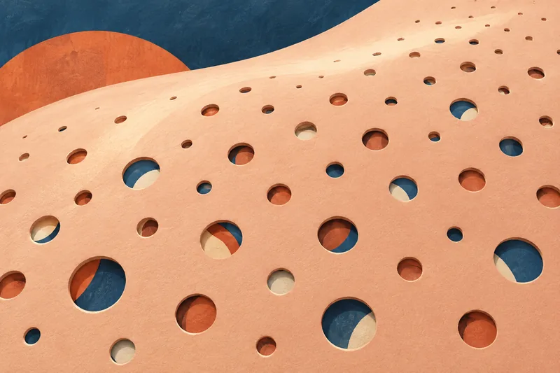 Ilustração abstrata de pequenas aberturas que formam a textura de uma superfície de papel.